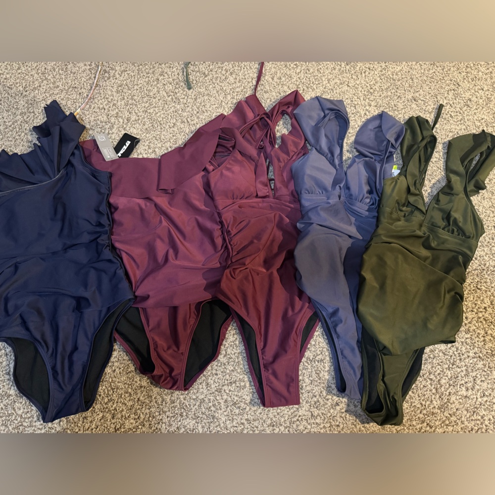 Assorted One-Piece Swimsuits in Rich Tones